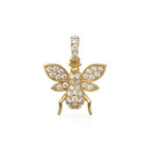 Load image into Gallery viewer, Natural Diamond Flying Insect Charm, Bug 18k Solid Gold Charm, Leaf Cutter Bees Gold Charm, Hornet Charm Pendant, Charms Necklace, Beetle