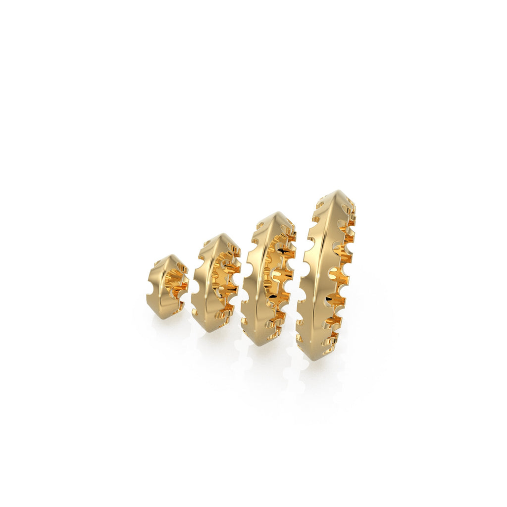 Cone Jagged 18k Solid Gold Spacer Beads / 14k Jewelry Making Supplies / Lightweight Wheel Round Handmade Gold Wheel Tyre Findings