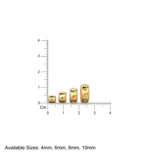 Rope Wheel 18k Solid Gold Spacer Beads / 14k Jewelry Making Supplies / Lightweight Round Round Handmade Gold Wheel Tyre Findings - Jalvi & Co. 