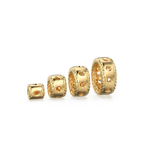 Rope Wheel 18k Solid Gold Spacer Beads / 14k Jewelry Making Supplies / Lightweight Round Round Handmade Gold Wheel Tyre Findings - Jalvi & Co. 