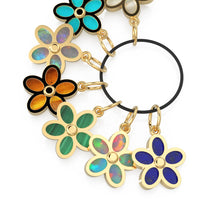 Load image into Gallery viewer, 14K Solid Gold, Gemstone, Amethyst, Malachite, Coral, Turquoise, Inlay Daisy flower charm pendants, Tigers Eye , Australian Opal Necklace