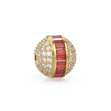 Load image into Gallery viewer, Ruby Baguette Diamond 14k 18k Solid Gold Beads / Pave Diamond Spacer Finding Beads / Ruby Jewelry Component Finding, Solid Gold Bead 12.6mm