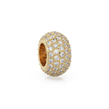 Load image into Gallery viewer, 13.6mm 5 Row Dome 18k Solid Yellow Gold Diamond Eternity Rondelle Wheel Bead Pave / Large Hole 7mm Diamond Gold Rondelle Bead Finding Spacer