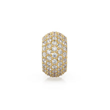 Load image into Gallery viewer, 13.6mm 5 Row Dome 18k Solid Yellow Gold Diamond Eternity Rondelle Wheel Bead Pave / Large Hole 7mm Diamond Gold Rondelle Bead Finding Spacer