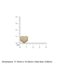 Load image into Gallery viewer, 12.3mm Heart Pave Diamond Solid Gold Spacer Beads / Large Hole 4.6mm Love Diamond 18k Gold Heart Bead Finding Spacer / Diamond European