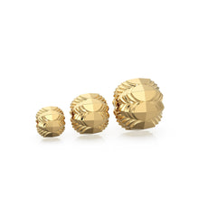 Load image into Gallery viewer, Dragon Egg Round 18k Solid Gold Spacer Beads / 14k Jewelry Making Corrugated Supplies / Geometric Faceted Handmade Gold Wheel Tyre Findings