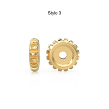 Load image into Gallery viewer, 14K Solid Italian Gold Rondels, Charm Rondelle, 18k Gold Roundel, Rope Twisted, Round Wheel Tyre, Beaded Texture Rondelle spacer charms