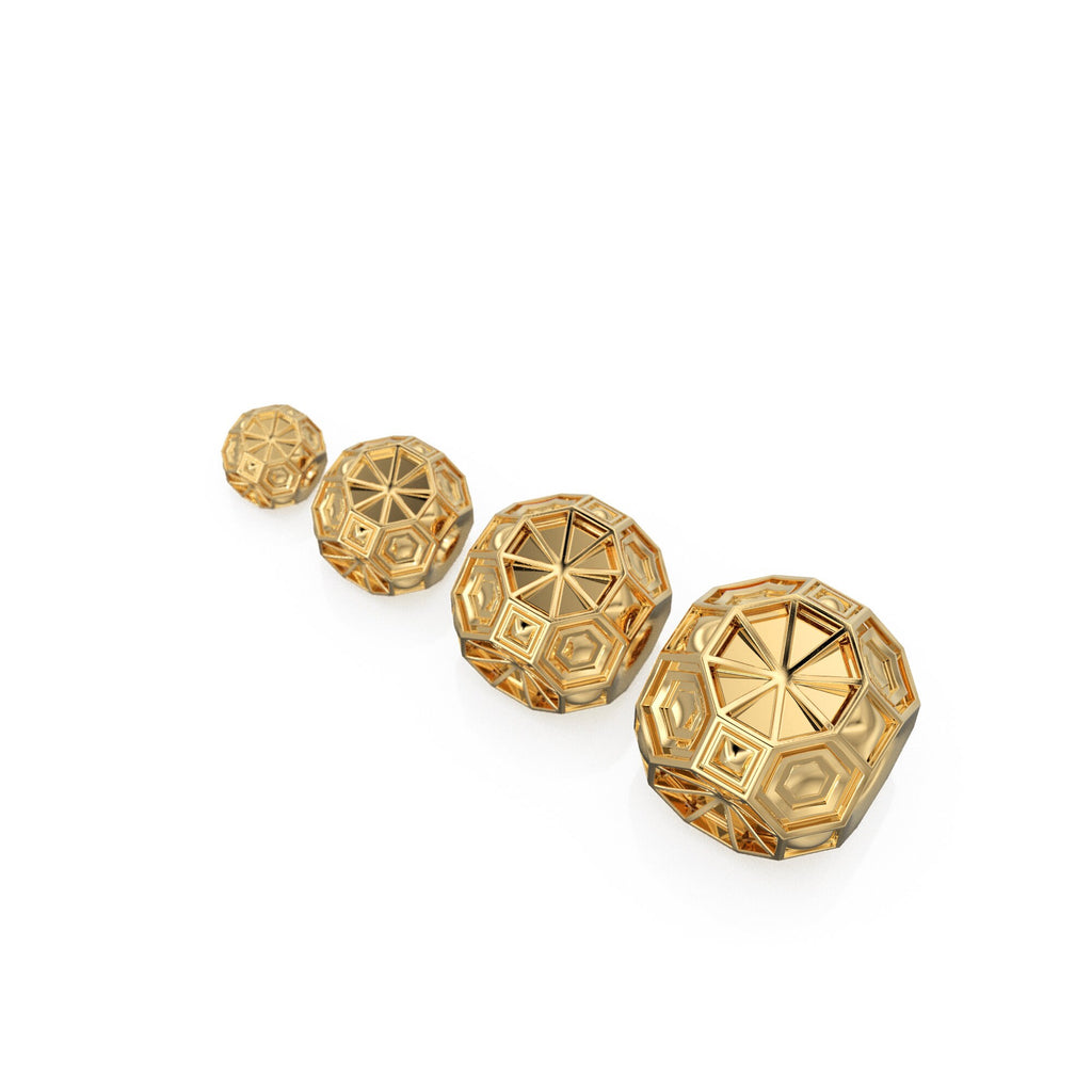 Geometric Hexagon Cube 18k Solid Gold Spacer Beads / 14k Jewelry Making Faceted Supplies / Polyhedral Intricate Handmade Gold Box Findings