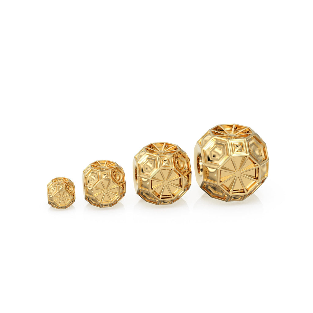 Geometric Hexagon Cube 18k Solid Gold Spacer Beads / 14k Jewelry Making Faceted Supplies / Polyhedral Intricate Handmade Gold Box Findings