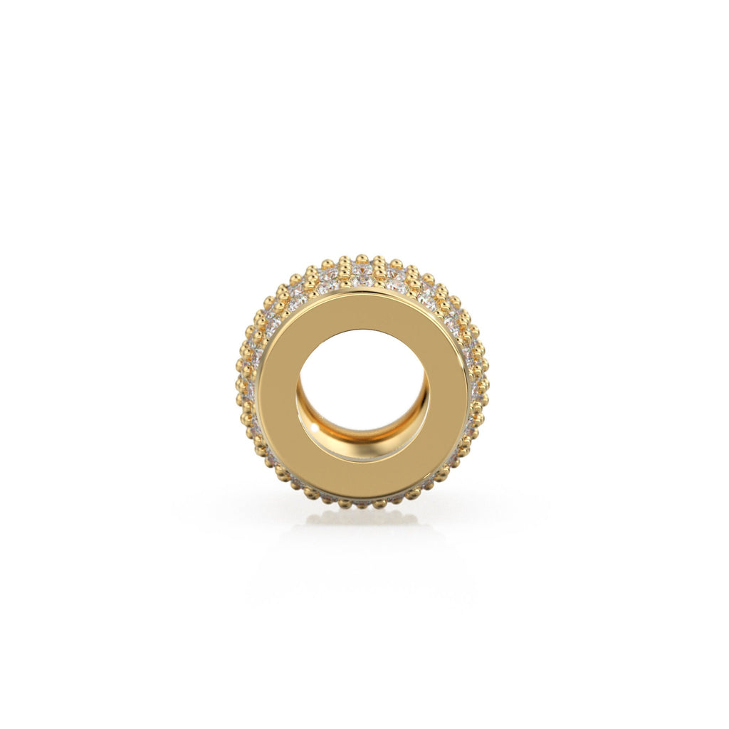 Rondelle Real Pave Diamond 18k Solid Gold Eternity Rondelle Wheel Spacer Handmade Beads / Jewelry Making Handmade Findings / Diamond Roundel