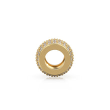 Load image into Gallery viewer, Rondelle Real Pave Diamond 18k Solid Gold Eternity Rondelle Wheel Spacer Handmade Beads / Jewelry Making Handmade Findings / Diamond Roundel