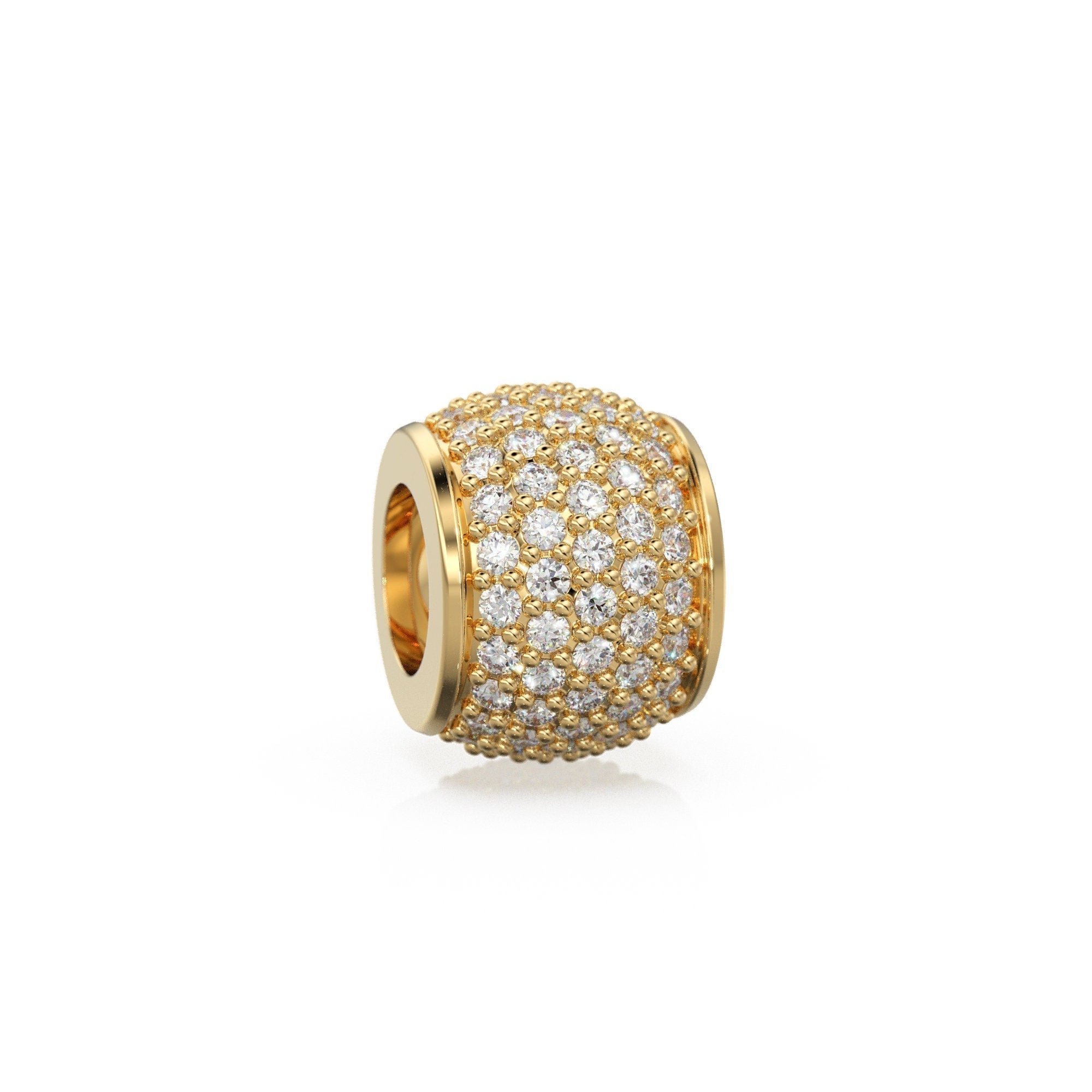 Rondelle Real Pave Diamond 18k Solid Gold Eternity Rondelle Wheel ...