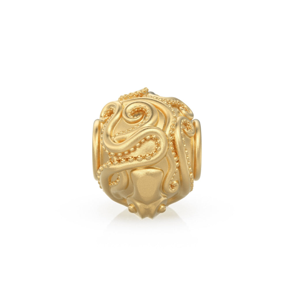 Octopus 18k Solid Gold Spacer Handmade Beads / Kraken Jewelry Making Handmade Findings / Marine Lift Squid Octopi Sea Charm