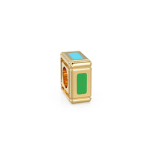 Load image into Gallery viewer, Enamel Solid Gold Square Wheel Bead / Handmade Real Gold Rectangle Gold Spacer / Red Enamel Rondelle Bead / Jewelry Making Essential Finding