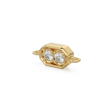 Load image into Gallery viewer, 5x12mm 18k Solid Yellow Gold Brilliant Two Stone Diamond Prongs Dual Bail Connector Spacer Finding / Diamond Handmade Station Christmas Gift