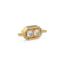 Load image into Gallery viewer, 5x12mm 18k Solid Yellow Gold Brilliant Two Stone Diamond Prongs Dual Bail Connector Spacer Finding / Diamond Handmade Station Christmas Gift