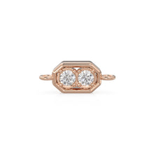 Load image into Gallery viewer, 5x12mm 18k Solid Yellow Gold Brilliant Two Stone Diamond Prongs Dual Bail Connector Spacer Finding / Diamond Handmade Station Christmas Gift