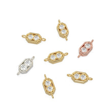 Load image into Gallery viewer, 5x12mm 18k Solid Yellow Gold Brilliant Two Stone Diamond Prongs Dual Bail Connector Spacer Finding / Diamond Handmade Station Christmas Gift