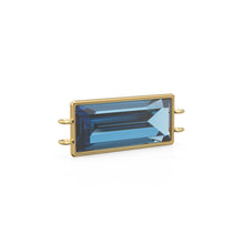 Load image into Gallery viewer, 25x9mm 18k Solid Yellow Gold London Blue Topaz Dual Bail Bezel Connector Spacer Station Necklace Bracelet Finding