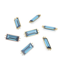 Load image into Gallery viewer, 25x9mm 18k Solid Yellow Gold London Blue Topaz Dual Bail Bezel Connector Spacer Station Necklace Bracelet Finding