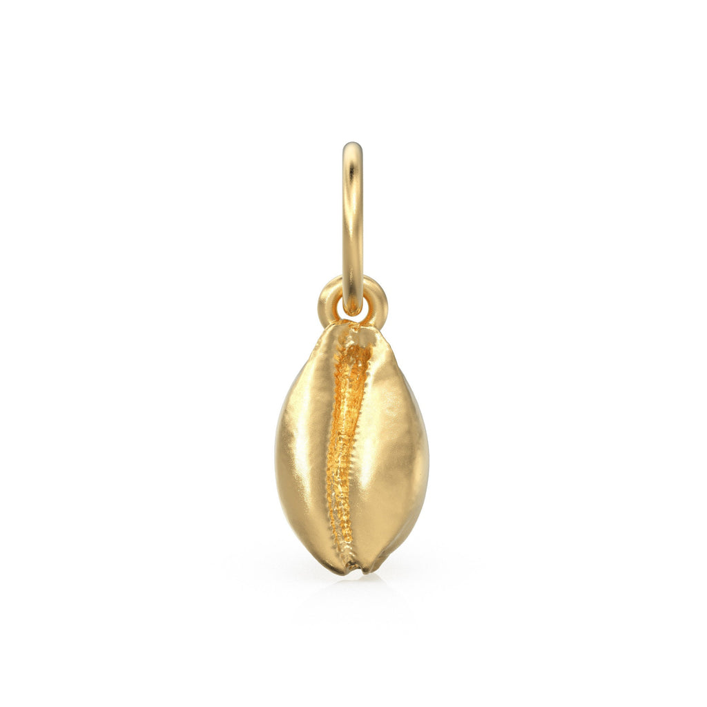 Matte Heavy 14k Yellow Gold Cowrie Shape Shell Pendant Charm Jewelry Handmade Pendant Shell look Charm Jewelry Making Charm Christmas Gift