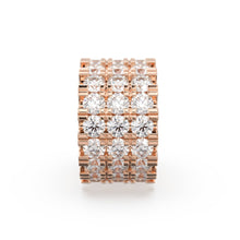 Load image into Gallery viewer, 14k 18k Solid Yellow Gold 6mm 3 Row Diamond Eternity Rondelle Wheel Bead St Patricks Day
