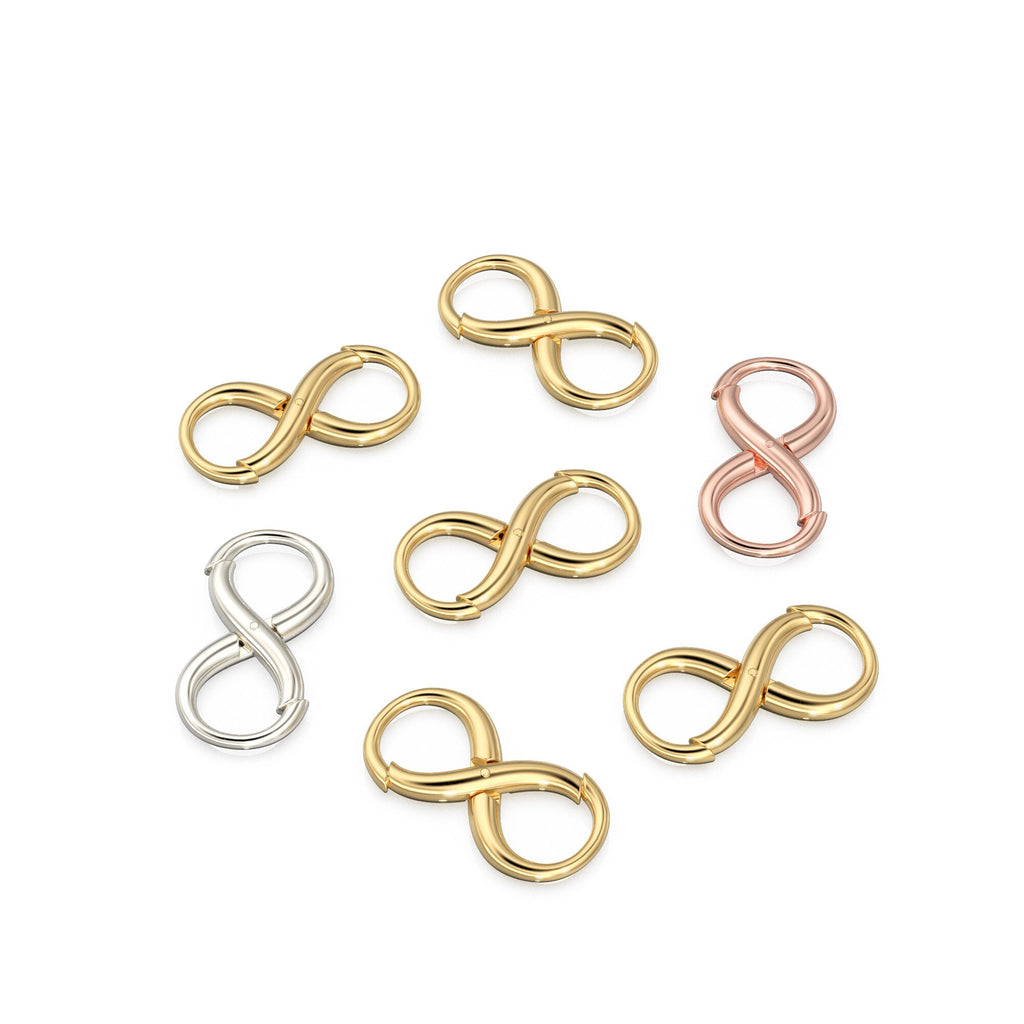 Infinity 18k Solid Gold Spring Clasp Handmade 20.50mm x 10.30mm - Jalvi & Co. 