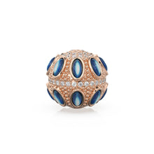 Load image into Gallery viewer, Blue Moonstone and Diamond 18k Solid Gold Tribal Look Spacer Finding Bead, Diamond and Turquoise Bead, Diamond Finding, Solid Gold Bead 13mm