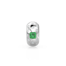 Load image into Gallery viewer, 14k Gold Roundel Emerald Spacer Charm, Dotted Diamond Emerald Square Charm Holder, Eternity Round Emerald Band Connector, May Birthstone