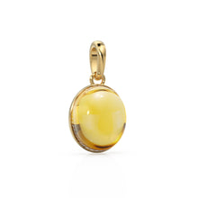 Load image into Gallery viewer, Gold Citrine Oval Cabochon Solid Gold Charm / Natural Yellow Citrine Gemstone Handmade Gold Pendant / 14k Yellow Gold November Birthstone