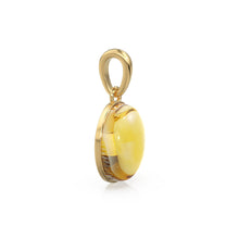 Load image into Gallery viewer, Gold Citrine Oval Cabochon Solid Gold Charm / Natural Yellow Citrine Gemstone Handmade Gold Pendant / 14k Yellow Gold November Birthstone