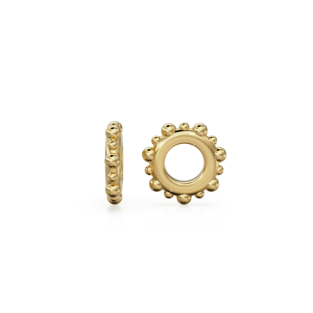 Milgrain 18k Solid Gold Spacer Beads / 14k Jewelry Making Supplies / Round Bauble Roundel Rondelle Handmade Gold Wheel Tyre Findings - Jalvi & Co. 