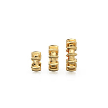 Load image into Gallery viewer, Chunky Barrel 18k Solid Gold Spacer Beads / 14k Jewelry Making Supplies / Cylinder Modern Roundel Rondelle Handmade Gold Wheel Tyre Findings