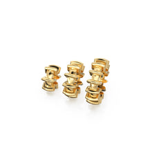 Load image into Gallery viewer, Chunky Barrel 18k Solid Gold Spacer Beads / 14k Jewelry Making Supplies / Cylinder Modern Roundel Rondelle Handmade Gold Wheel Tyre Findings