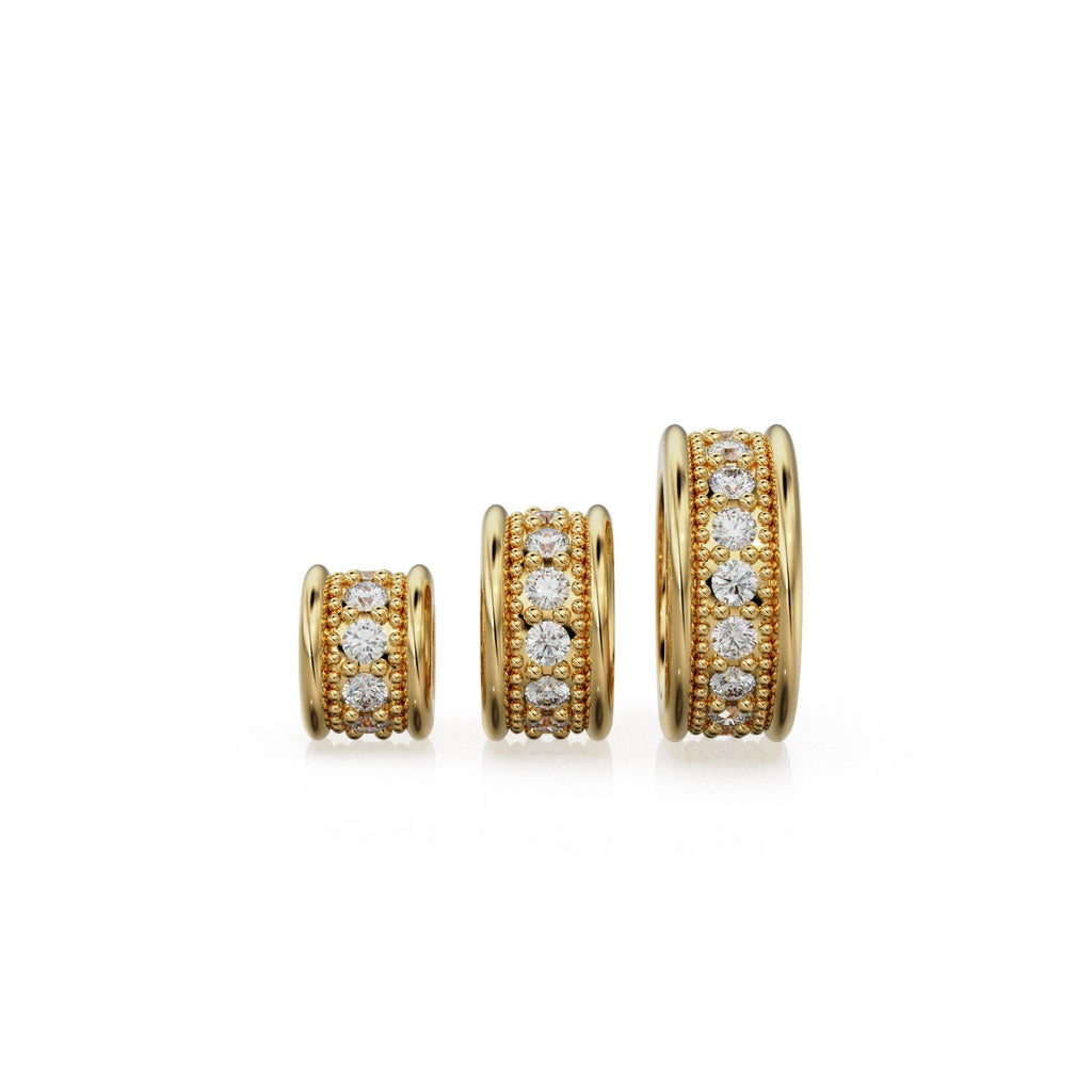 Diamond Eternity 18k Solid Yellow Gold Rondelle Wheel Bead Finding Spacer / Gold Rondelle Bead / Diamond Rondelle Finding