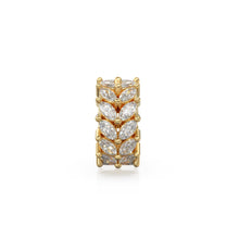 Load image into Gallery viewer, 11mm 18k Solid Yellow Gold Marquise Diamond Eternity Rondelle Wheel Bead Finding Spacer / Gold Rondelle Bead / Diamond Finding