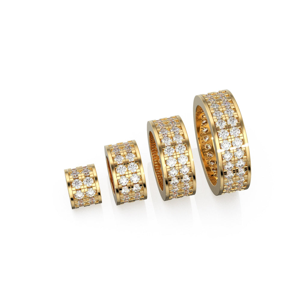 2 Row Diamond Eternity 18k Solid Yellow Gold Rondelle Wheel Bead Spacer / Gold Rondelle Bead / French Micro Pave Diamond Rondelle Finding