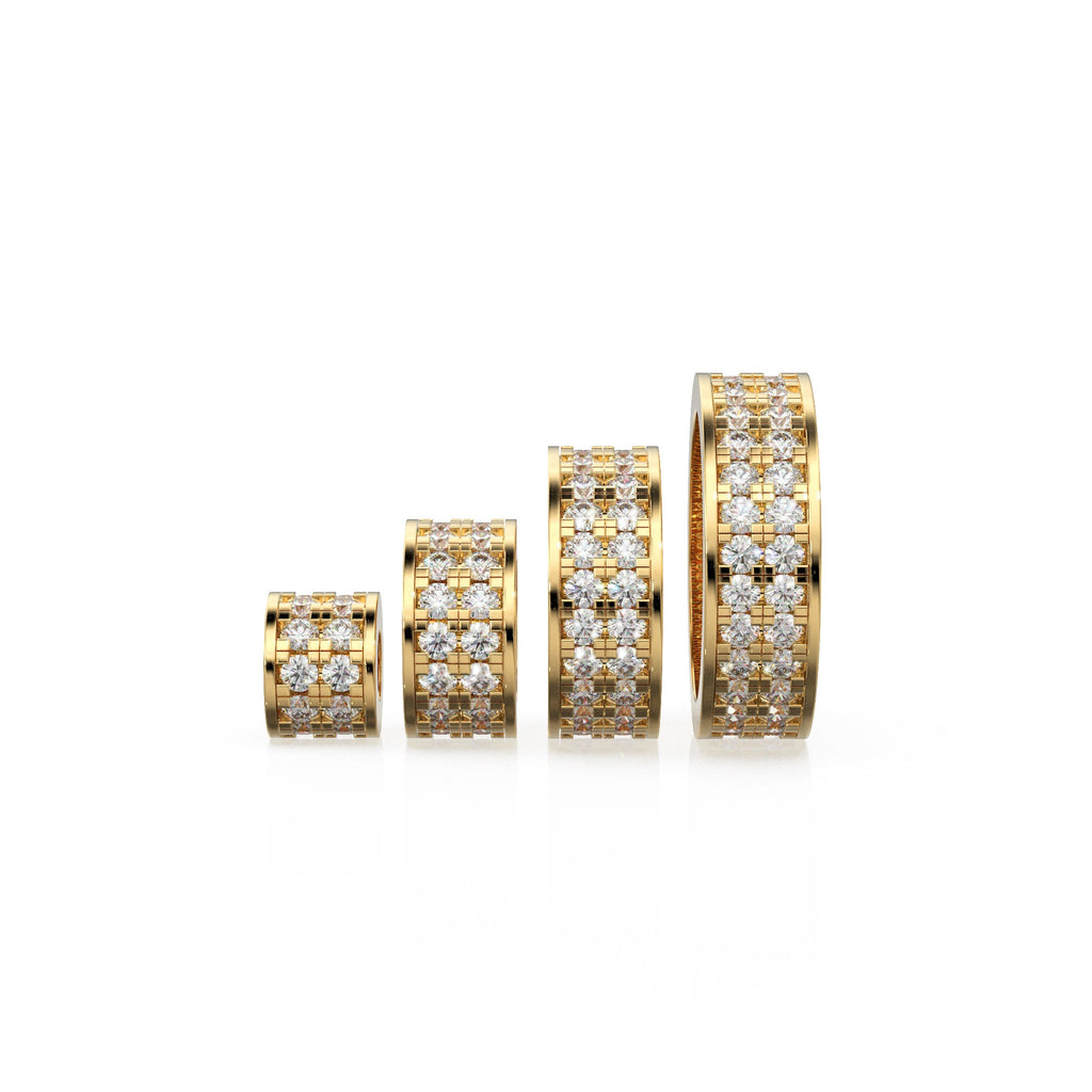 2 Row Diamond Eternity 18k Solid Yellow Gold Rondelle Wheel Bead Spacer / Gold Rondelle Bead / French Micro Pave Diamond Rondelle Finding