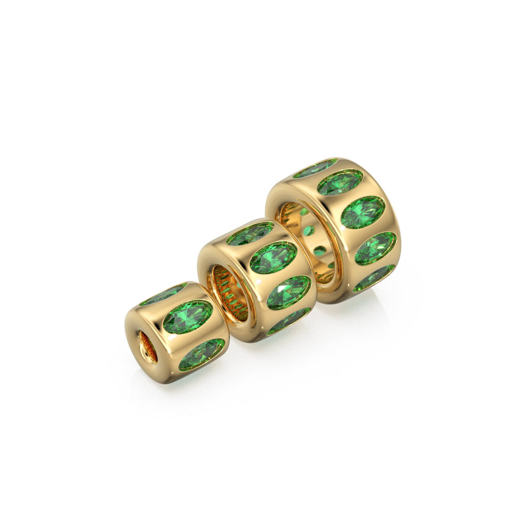 Emerald Oval Cut Eternity 18k Solid Yellow Gold Rondelle Wheel Bead Finding Spacer / Gold Rondelle Bead / Diamond Rondelle Finding