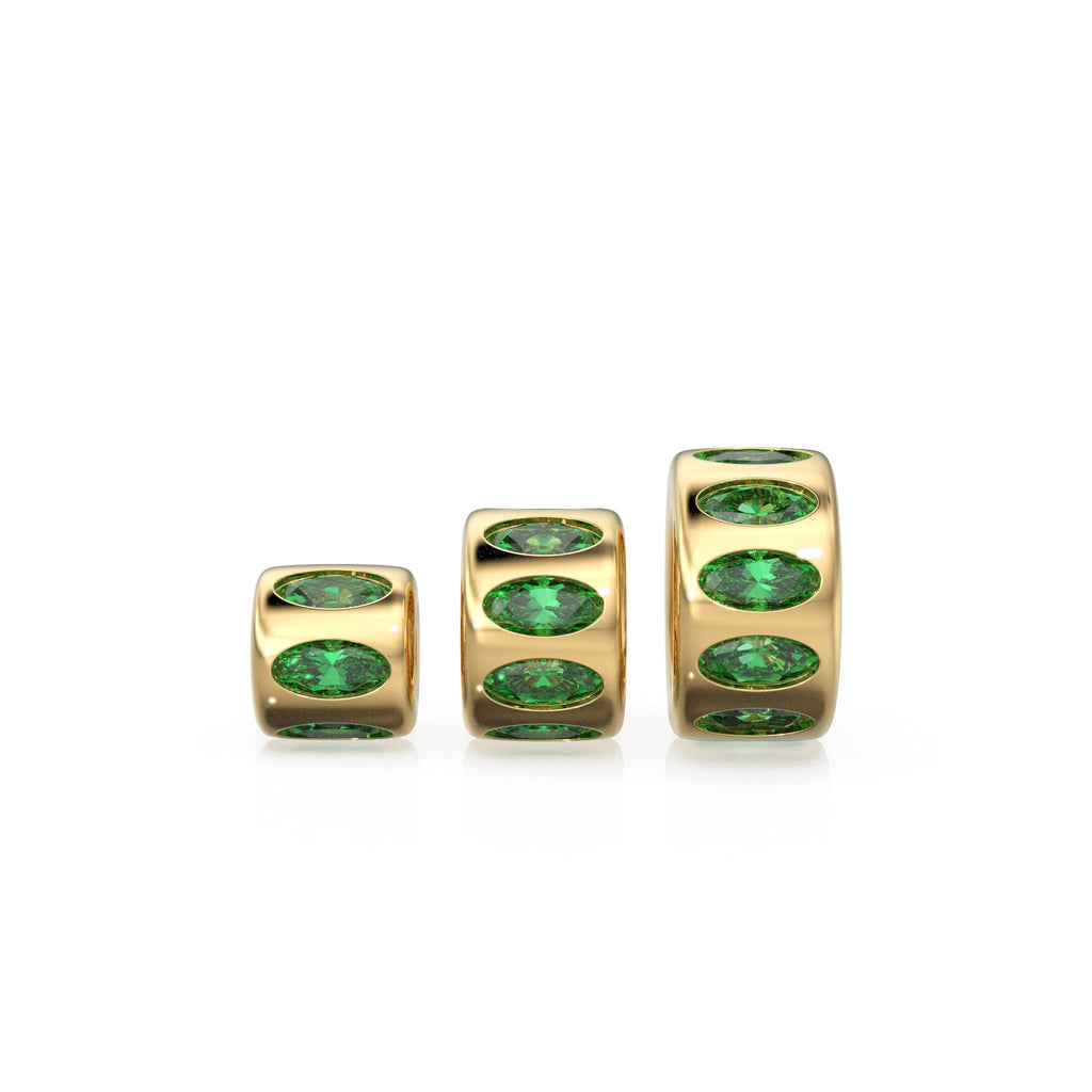 Emerald Oval Cut Eternity 18k Solid Yellow Gold Rondelle Wheel Bead Finding Spacer / Gold Rondelle Bead / Diamond Rondelle Finding