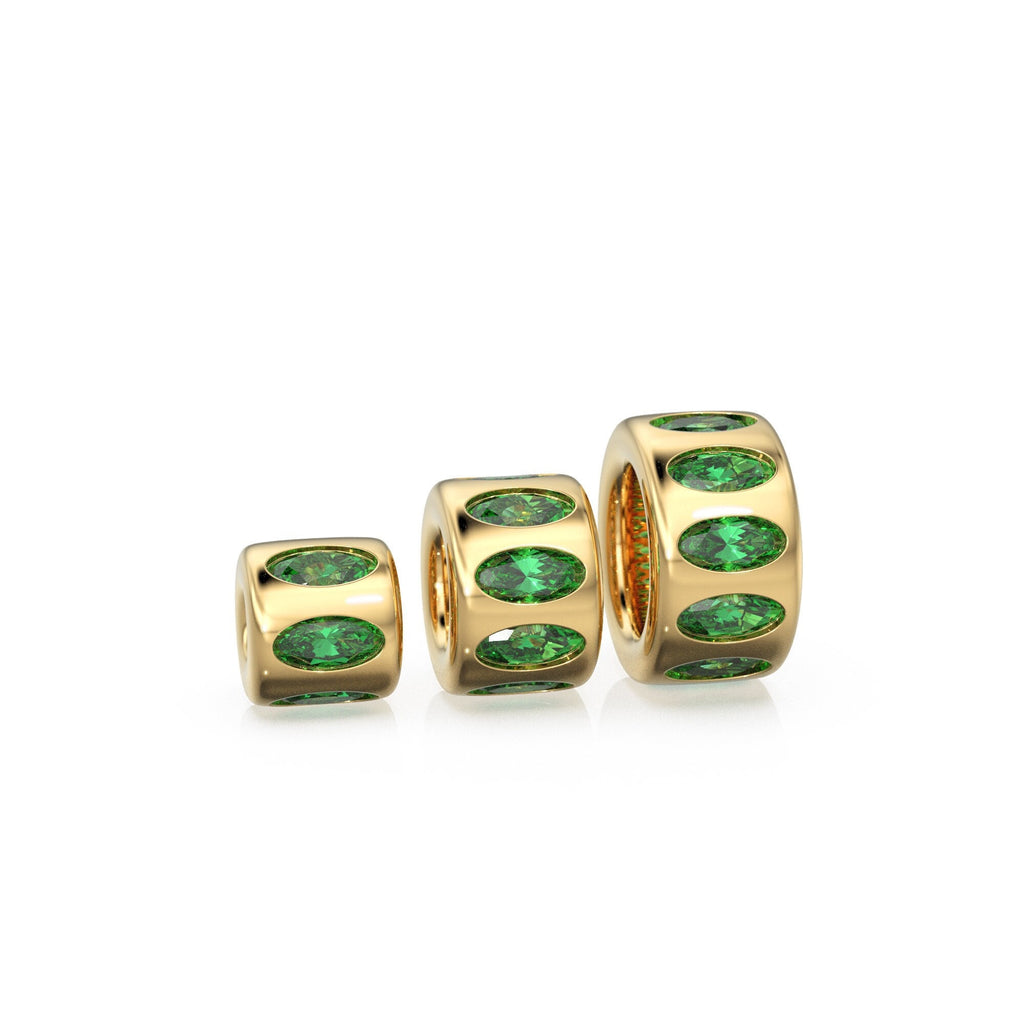 Emerald Oval Cut Eternity 18k Solid Yellow Gold Rondelle Wheel Bead Finding Spacer / Gold Rondelle Bead / Diamond Rondelle Finding