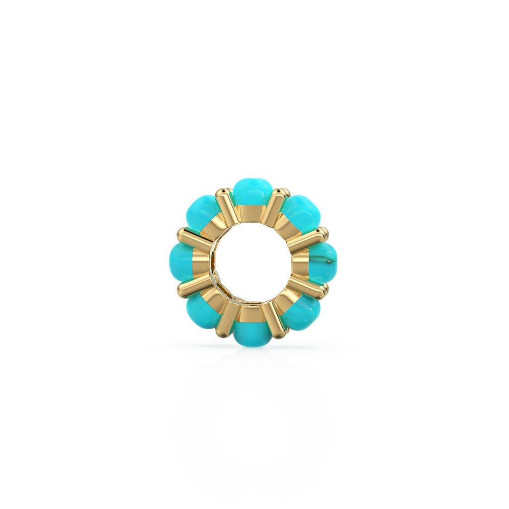 10mm Sleeping Beauty Turquoise Solid Gold Bead Spacer Finding, Designer 14k Turquoise Spacer, Gold Finding, Gemstone Solid Gold Beads