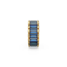 Load image into Gallery viewer, 14k Real Baguette Blue Sapphire Gold Beads / Sapphire Rondelle Bead / Sapphire European Beads / Solid Gold Sapphire Enhancer Spacer Findings