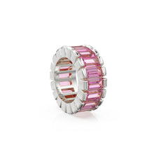 Load image into Gallery viewer, 14k Baguette Pink Tourmaline Gold Bead / Tourmaline Rondelle Bead / Tourmaline European Bead / Solid Gold Tourmaline Enhancer Spacer Finding - Jalvi &amp; Co. 