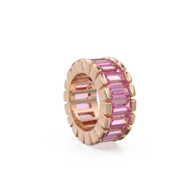 Load image into Gallery viewer, 14k Baguette Pink Tourmaline Gold Bead / Tourmaline Rondelle Bead / Tourmaline European Bead / Solid Gold Tourmaline Enhancer Spacer Finding - Jalvi &amp; Co. 