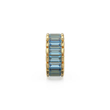 Load image into Gallery viewer, 14k Real Baguette Blue Topaz Gold Bead / Blue Topaz Rondelle Bead / Blue Topaz European Bead / Solid Gold Blue Topaz Enhancer Spacer Finding