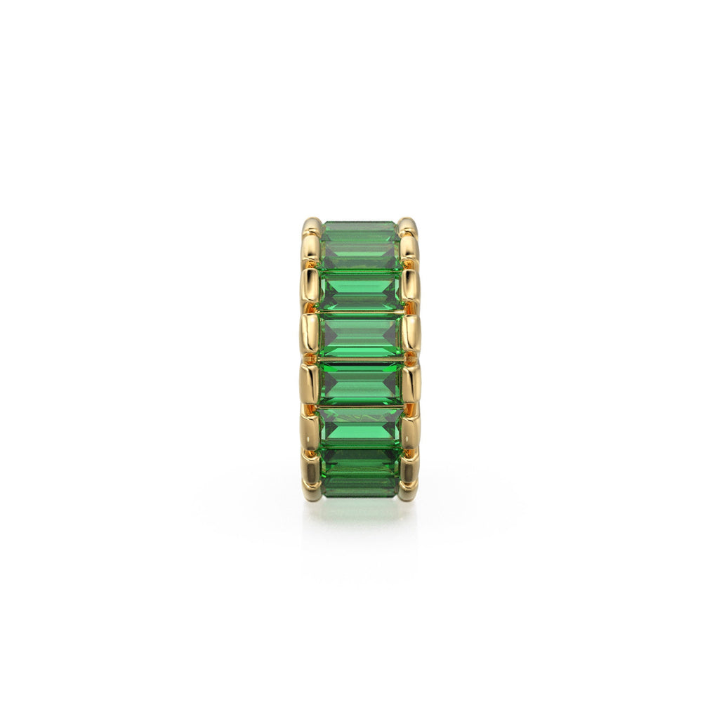 14k Real Baguette Green Emerald Gold Beads / Emerald Rondelle Bead / Emerald European Beads / Solid Gold Emerald Enhancer Spacer Findings