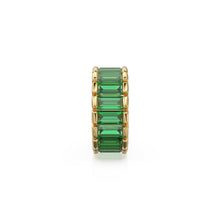 Load image into Gallery viewer, 14k Real Baguette Green Emerald Gold Beads / Emerald Rondelle Bead / Emerald European Beads / Solid Gold Emerald Enhancer Spacer Findings