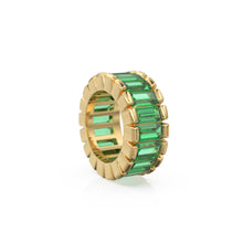 Load image into Gallery viewer, 14k Real Baguette Green Emerald Gold Beads / Emerald Rondelle Bead / Emerald European Beads / Solid Gold Emerald Enhancer Spacer Findings