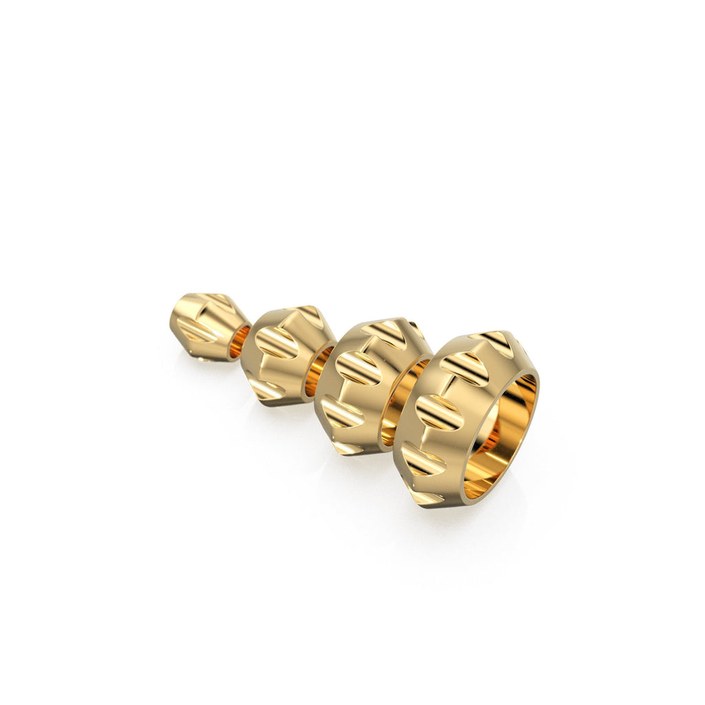 Bicone 18k Solid Gold Spacer Beads / 14k Jewelry Making Supplies / Lightweight Wheel Round Handmade Gold Wheel Tyre Findings